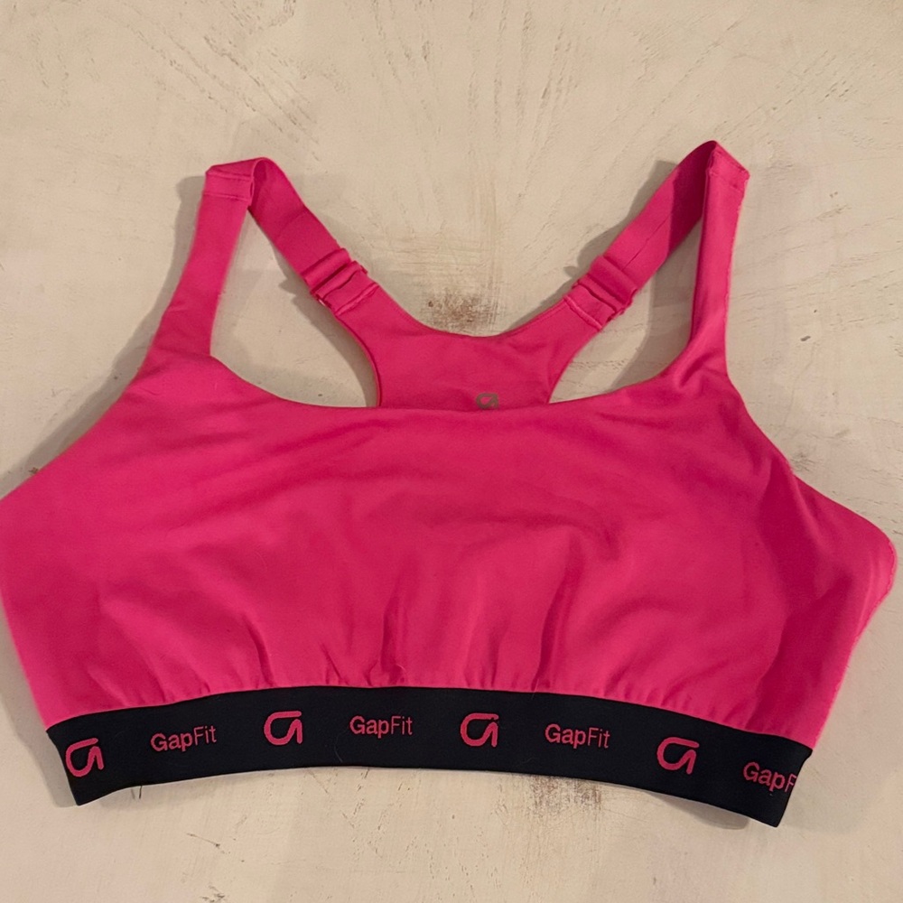 GAP Fit XL Racerback Pink Sports Bra 4-way Stretch Moisturize Wicking 2/$20